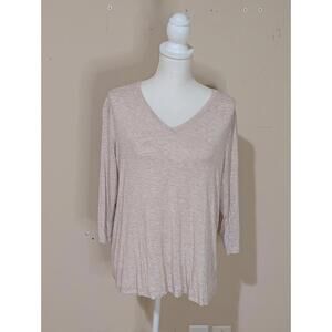 Soma Beige 3/4 Length Sleeve V-Neck Size Large Women's